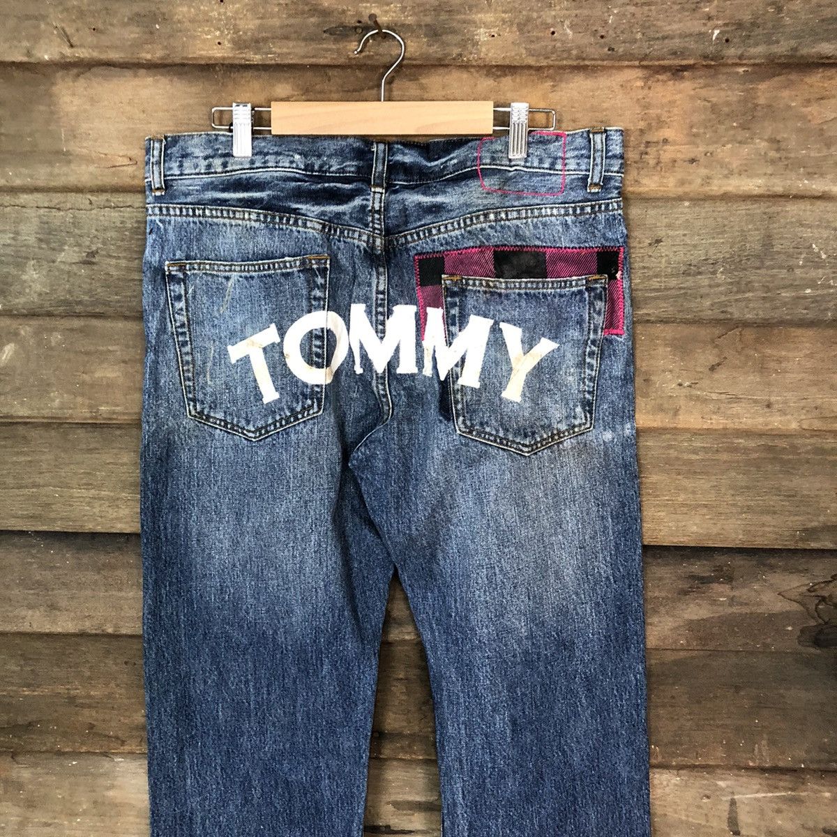 Tommy Jeans Tommy Blue Distressed patchwork Denim Pants #5127 Size 33" - 12 Thumbnail