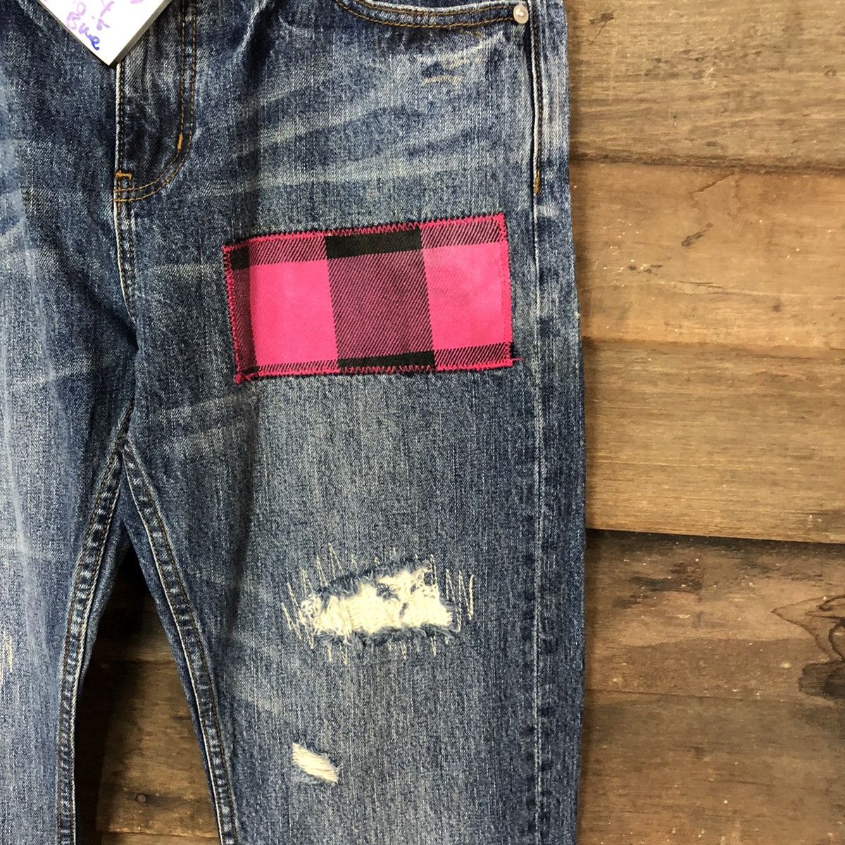 Tommy Jeans Tommy Blue Distressed patchwork Denim Pants #5127 Size 33" - 7 Thumbnail