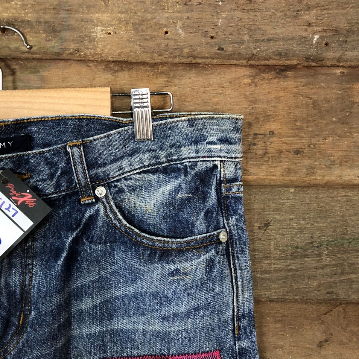 Tommy Jeans Tommy Blue Distressed patchwork Denim Pants #5127 Size 33" - 5 Thumbnail