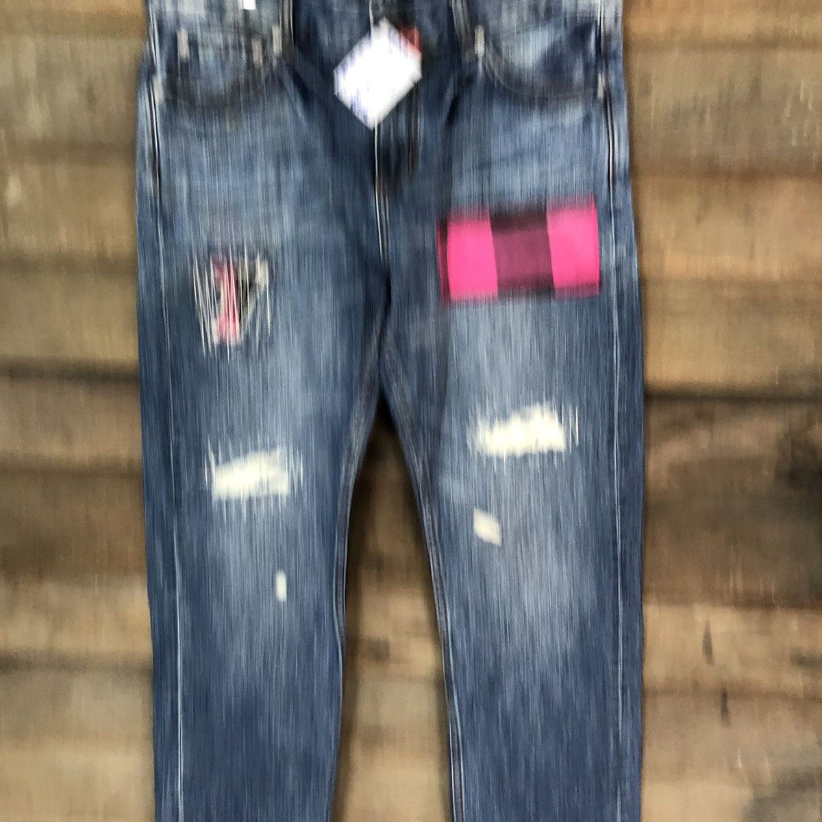 Tommy Jeans Tommy Blue Distressed patchwork Denim Pants #5127 Size 33" - 2 Thumbnail