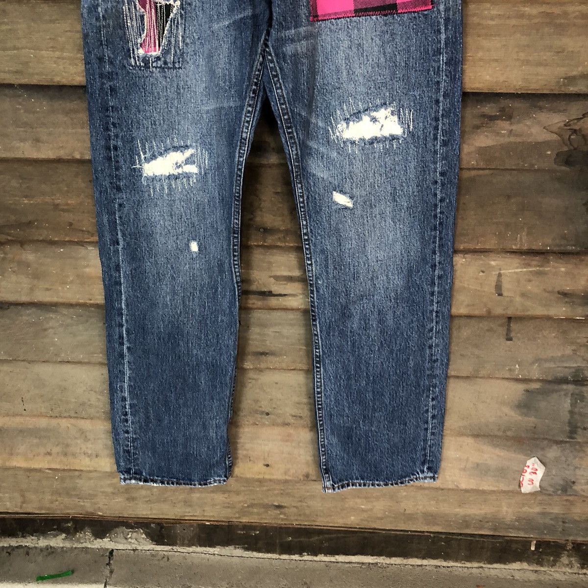 Tommy Jeans Tommy Blue Distressed patchwork Denim Pants #5127 Size 33" - 3 Thumbnail