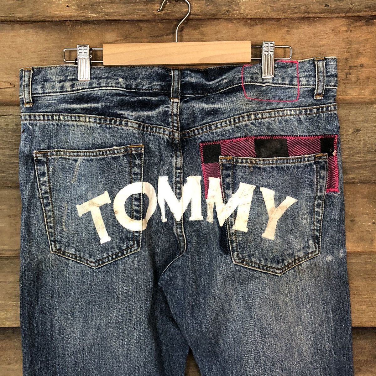 Tommy Jeans Tommy Blue Distressed patchwork Denim Pants #5127 Size 33" - 16 Thumbnail