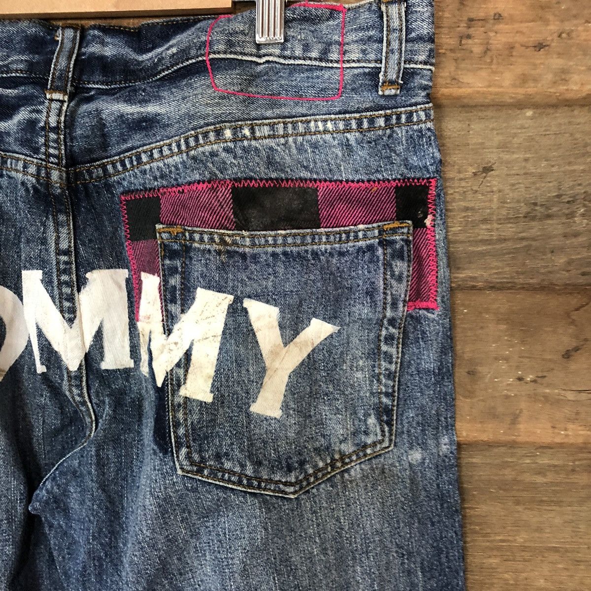 Tommy Jeans Tommy Blue Distressed patchwork Denim Pants #5127 Size 33" - 15 Thumbnail