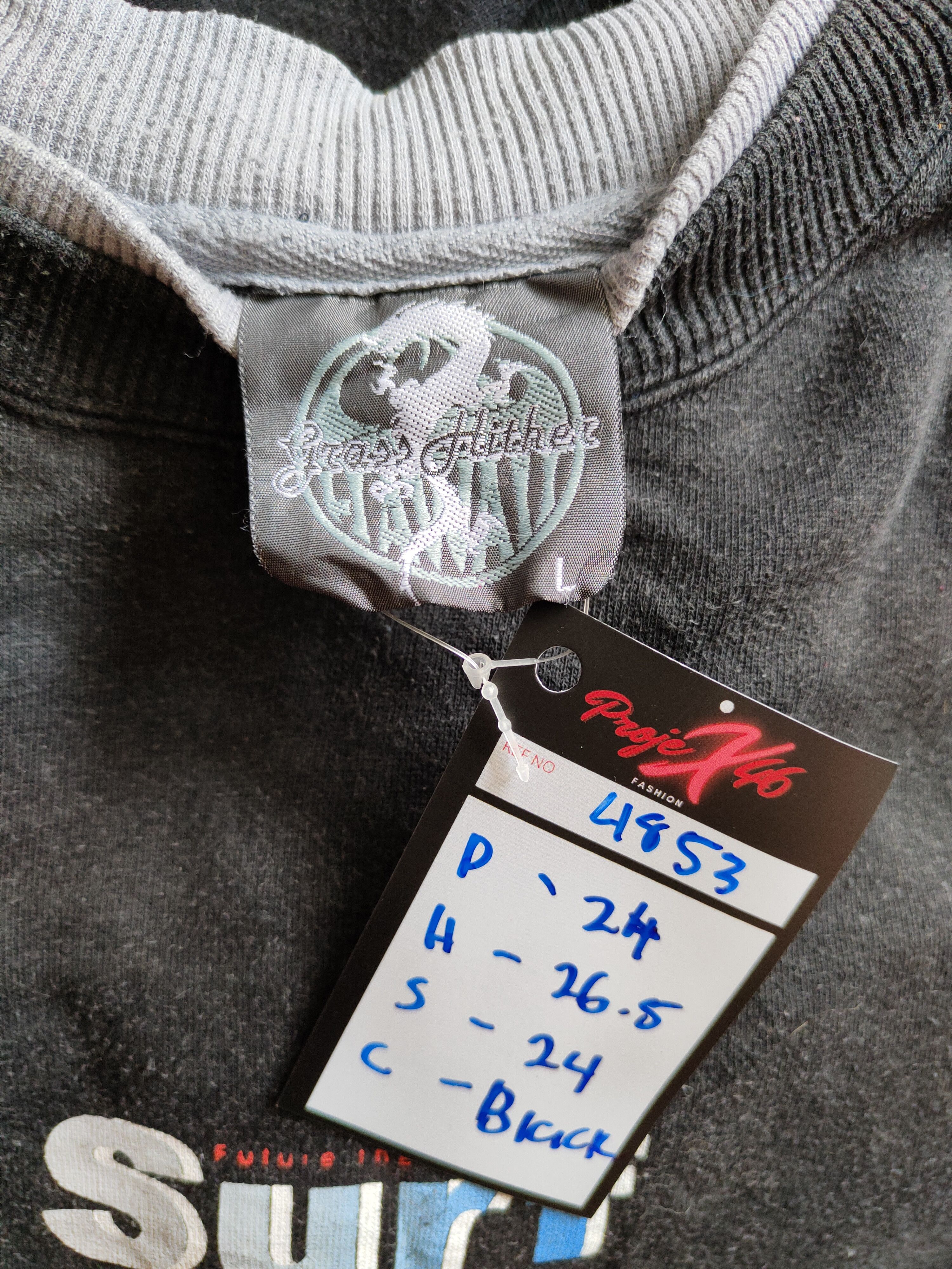 Faded Glory × Japanese Brand Surf style Grass Hither Black Sweatshirt #4853 Size US L / EU 52-54 / 3 - 8 Thumbnail