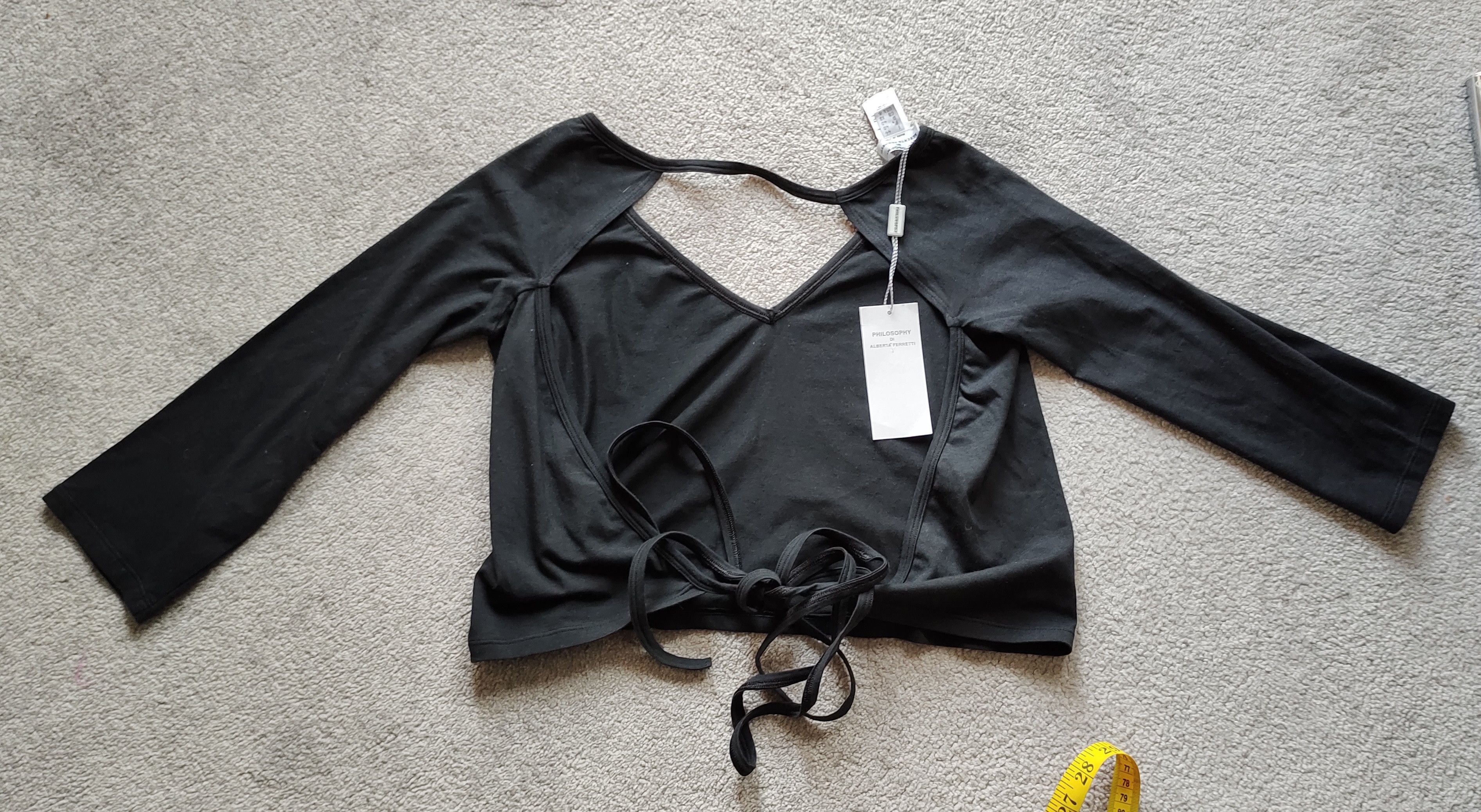 Alberta Ferretti Philosophy Di Alberta Ferretti Black Crop Top sz 8 Size M / US 6-8 / IT 42-44 - 8 Thumbnail