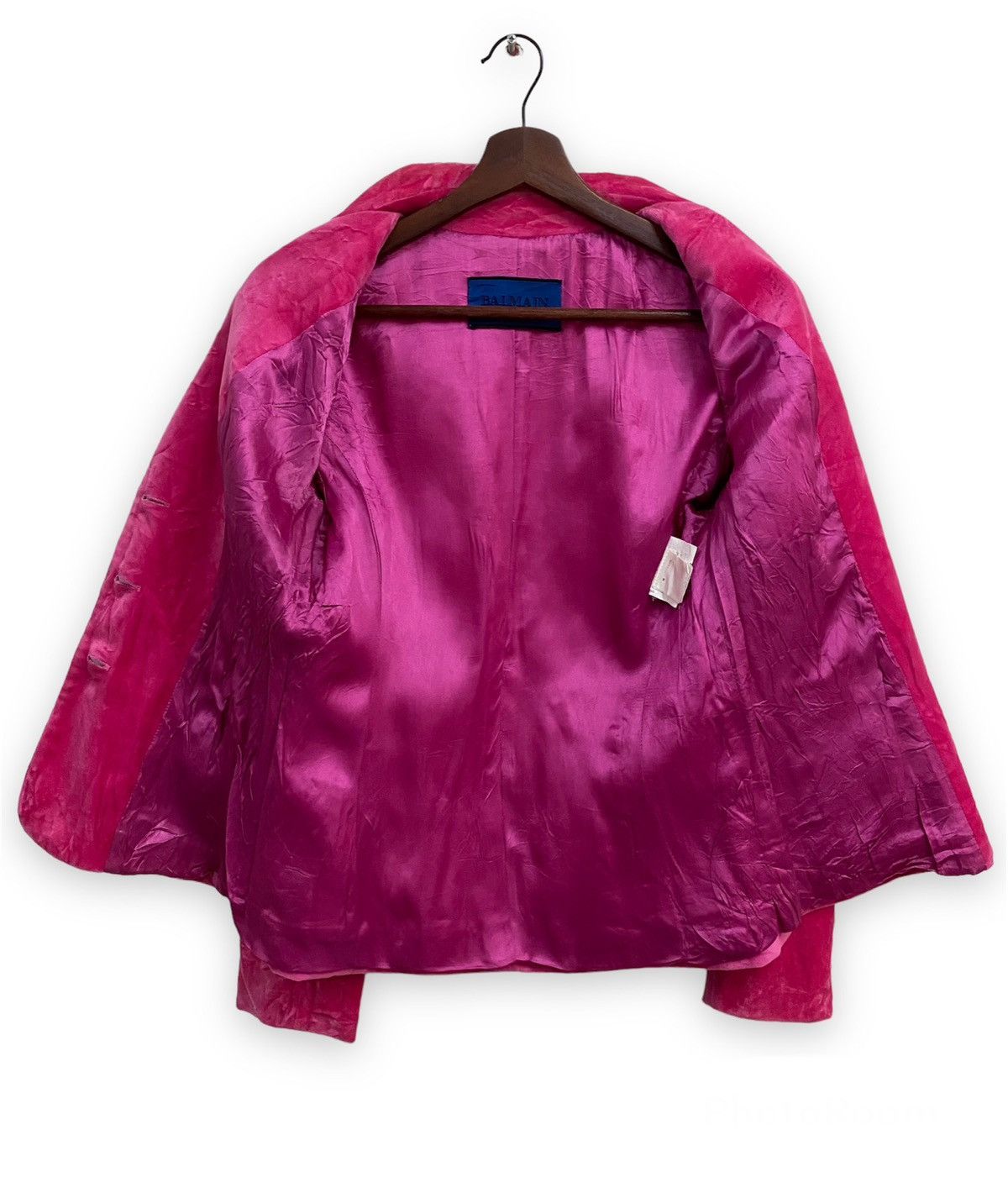 Balmain Vintage Balmain Paris Pink Velvet Blazer Jacket Size S / US 4 / IT 40 - 4 Thumbnail