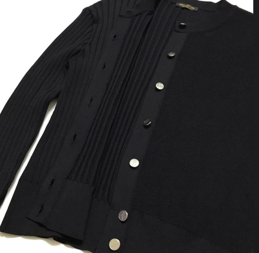 Louis Vuitton 🔥Athentic🔥Louis Vuitton Ribbed Black Cardigan Sweater Knit Size S / US 4 / IT 40 - 4 Thumbnail