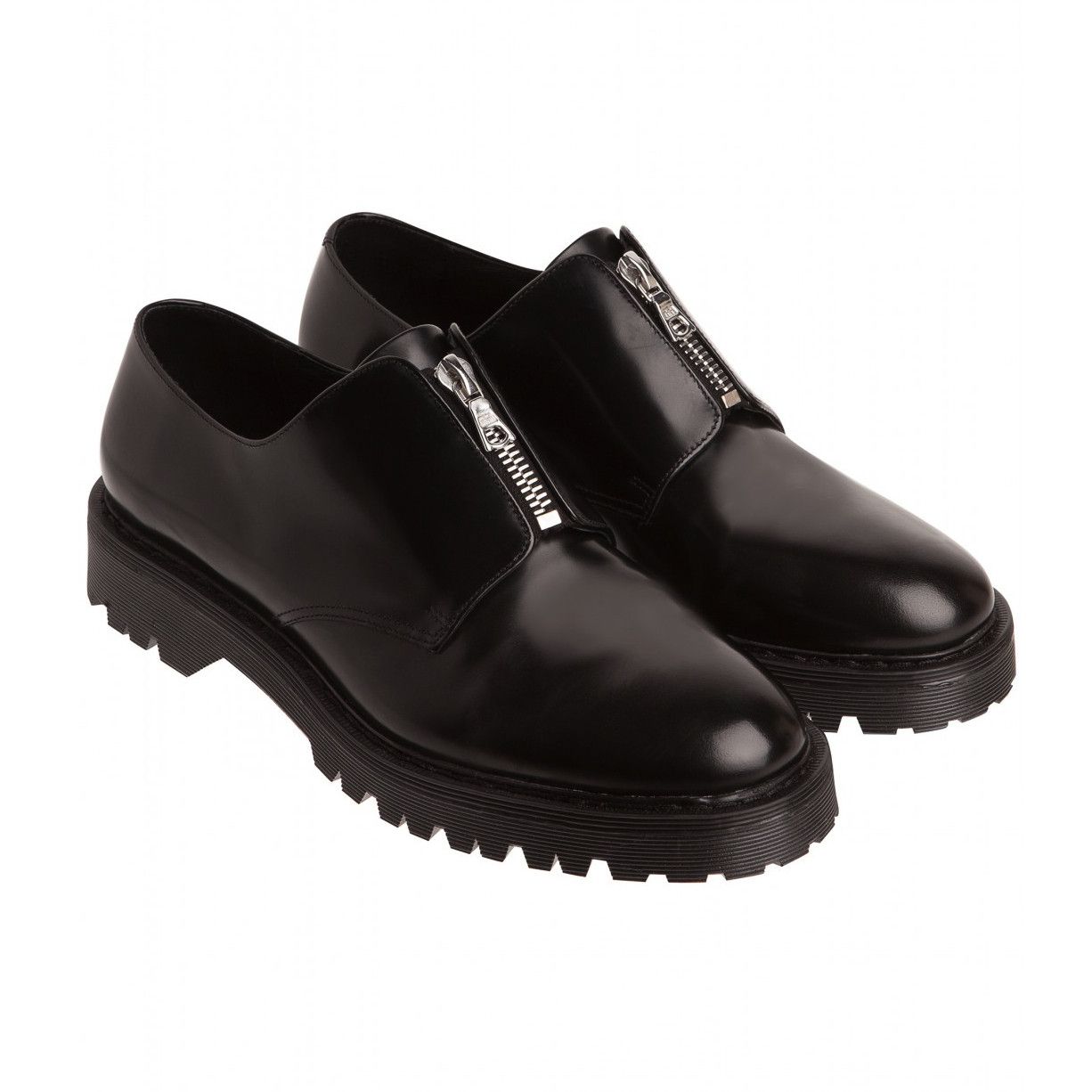 image of Sandro Zip Patent Leather Black Oxfords Shoes, Men's (Size 11)