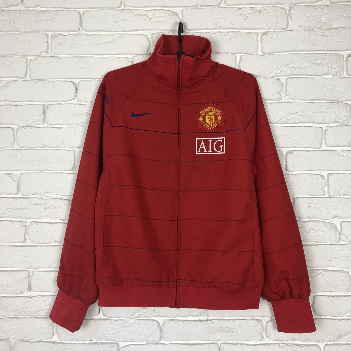 image of Manchester United Vintage Jacket in Red, Men's (Size Small)