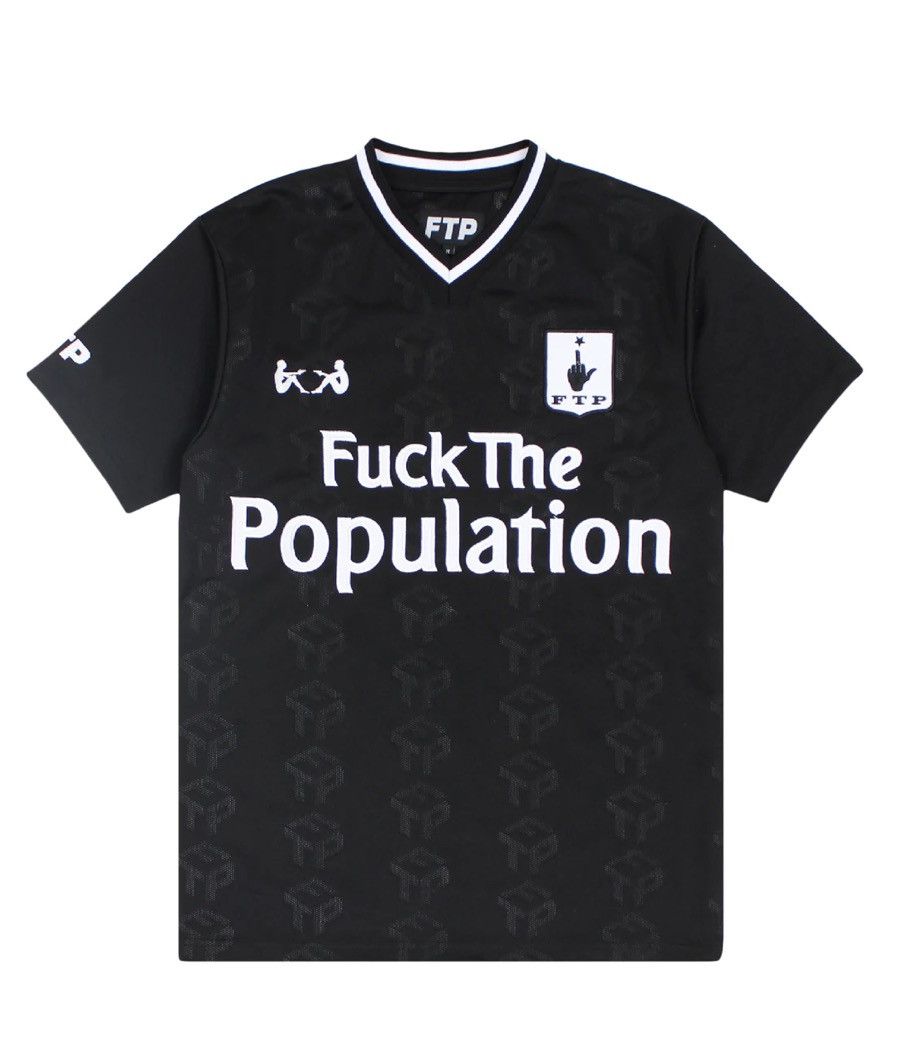 image of Fuck The Population Ftp Club Soccer Jersey Black Xl, Men's