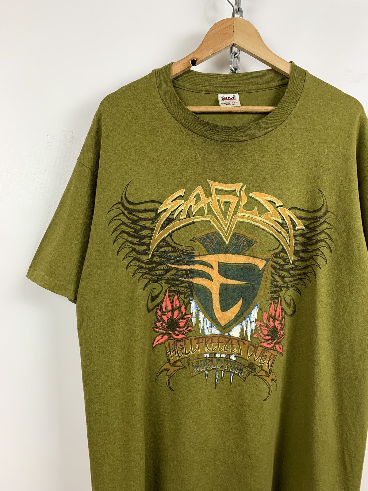 Band Tees 1996 Eagles World Tour Single Stitch Green Band T-Shirt Size US XL / EU 56 / 4 - 3 Thumbnail