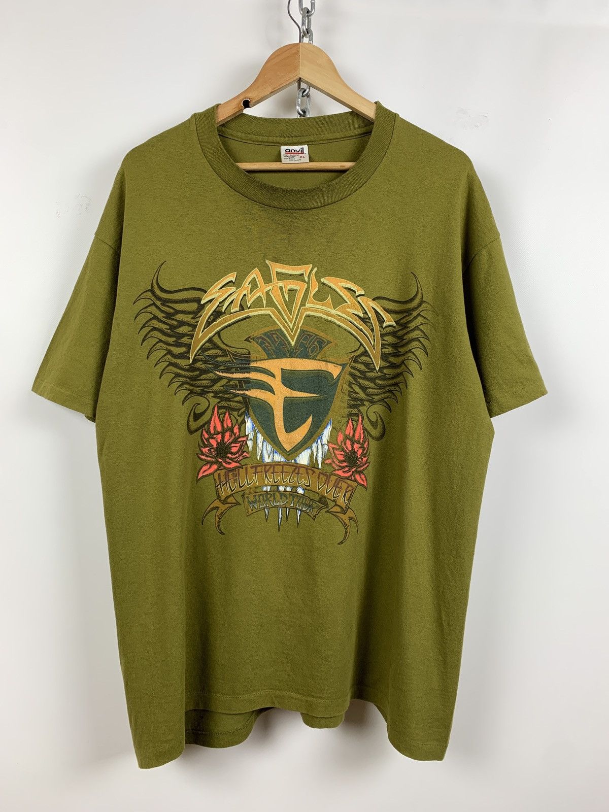 Band Tees 1996 Eagles World Tour Single Stitch Green Band T-Shirt Size US XL / EU 56 / 4 - 1 Thumbnail