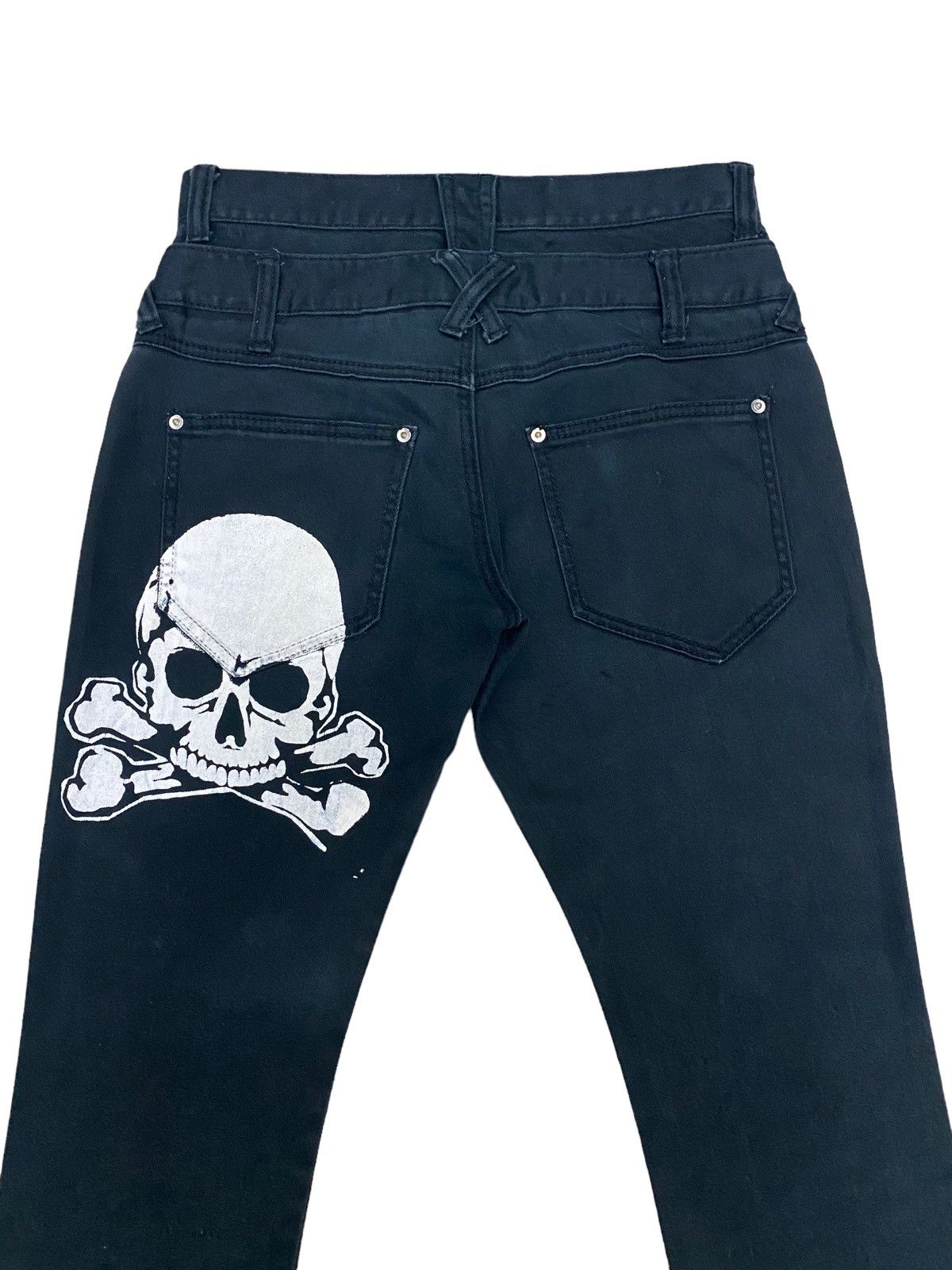 Vintage Japan Black Double Waist Skull Jeans