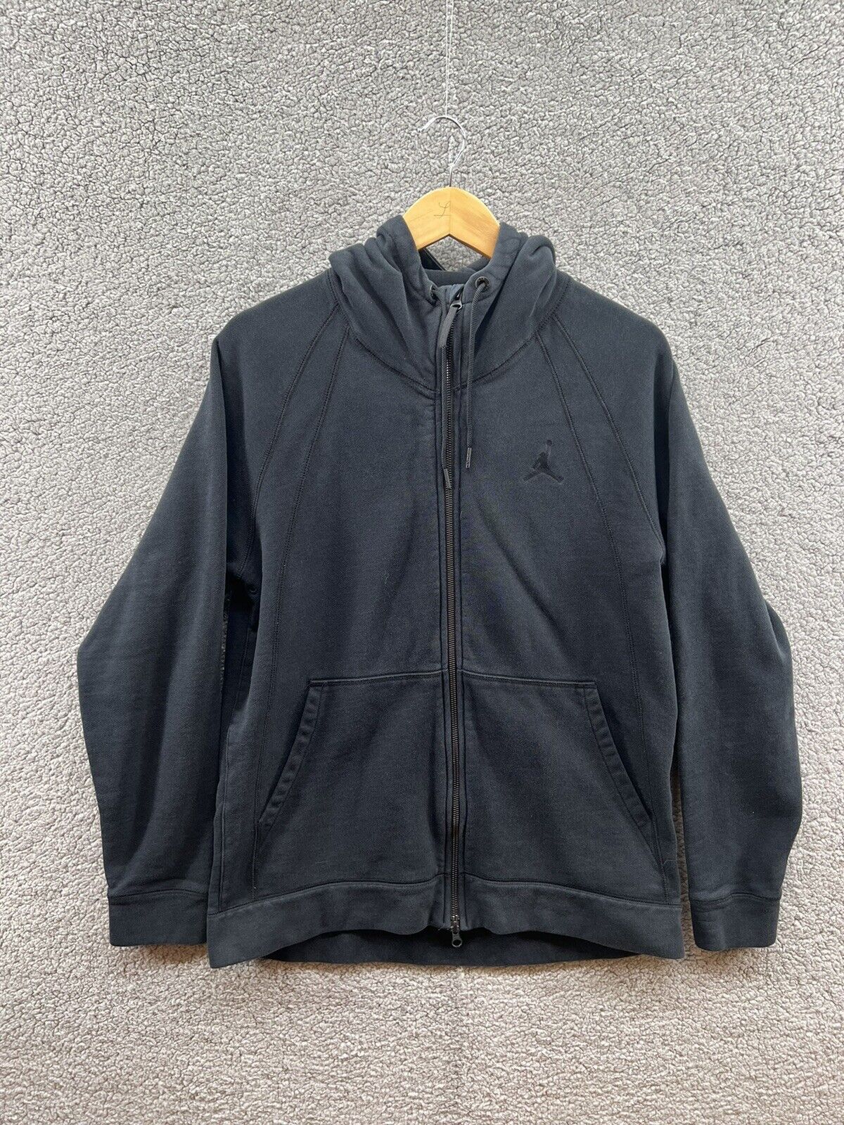 Nike Air Jordan Wings Fleece Full Zip Hoodie Black Mens Size