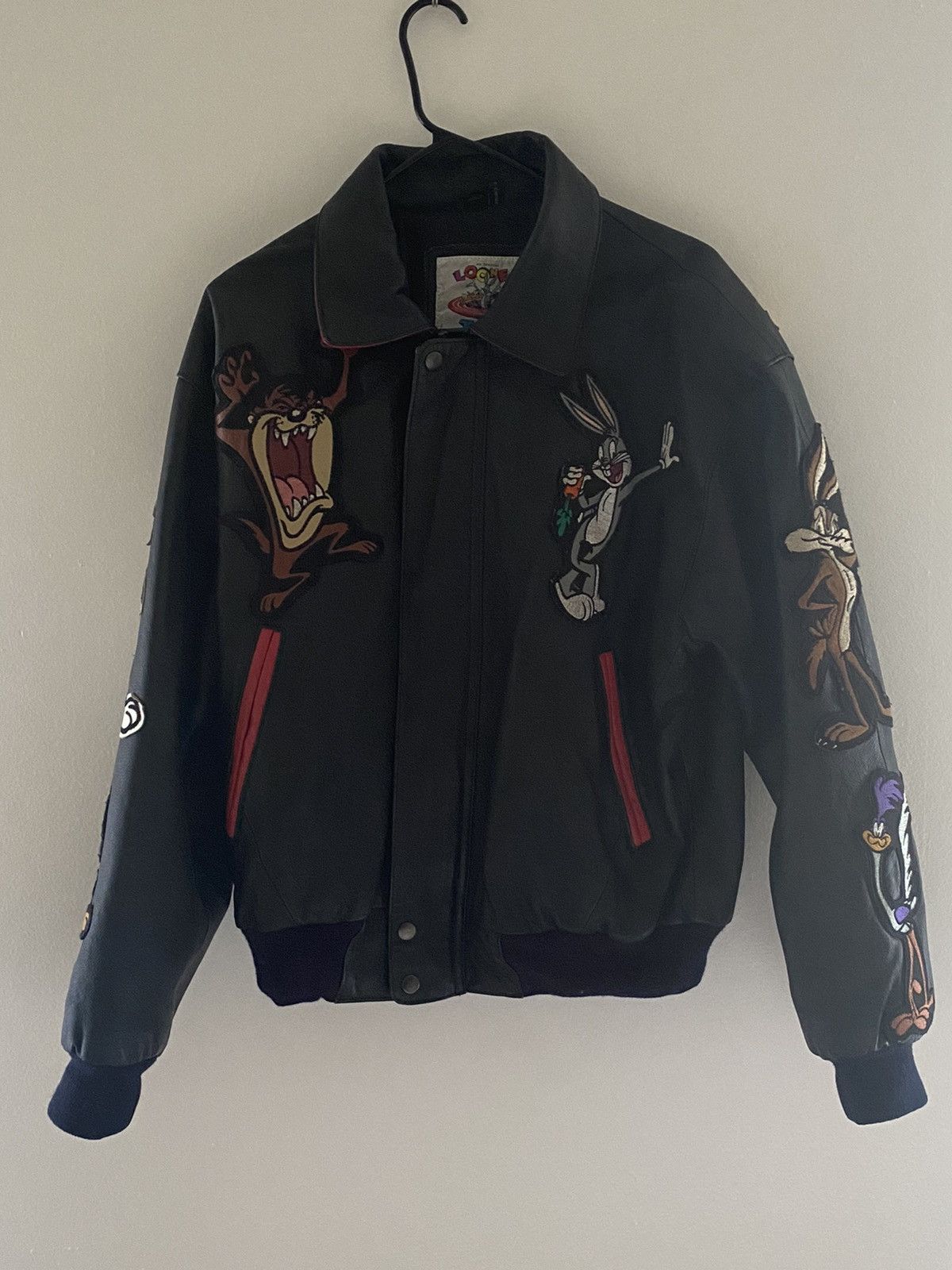 Warner Bros Rare EXCELLED 1996 Looney Tunes Leather Jacket Daffy x Elmer Size US S / EU 44-46 / 1 - 2 Thumbnail