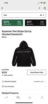 Supreme Text Stripe Zip Up Hoodie Grailed