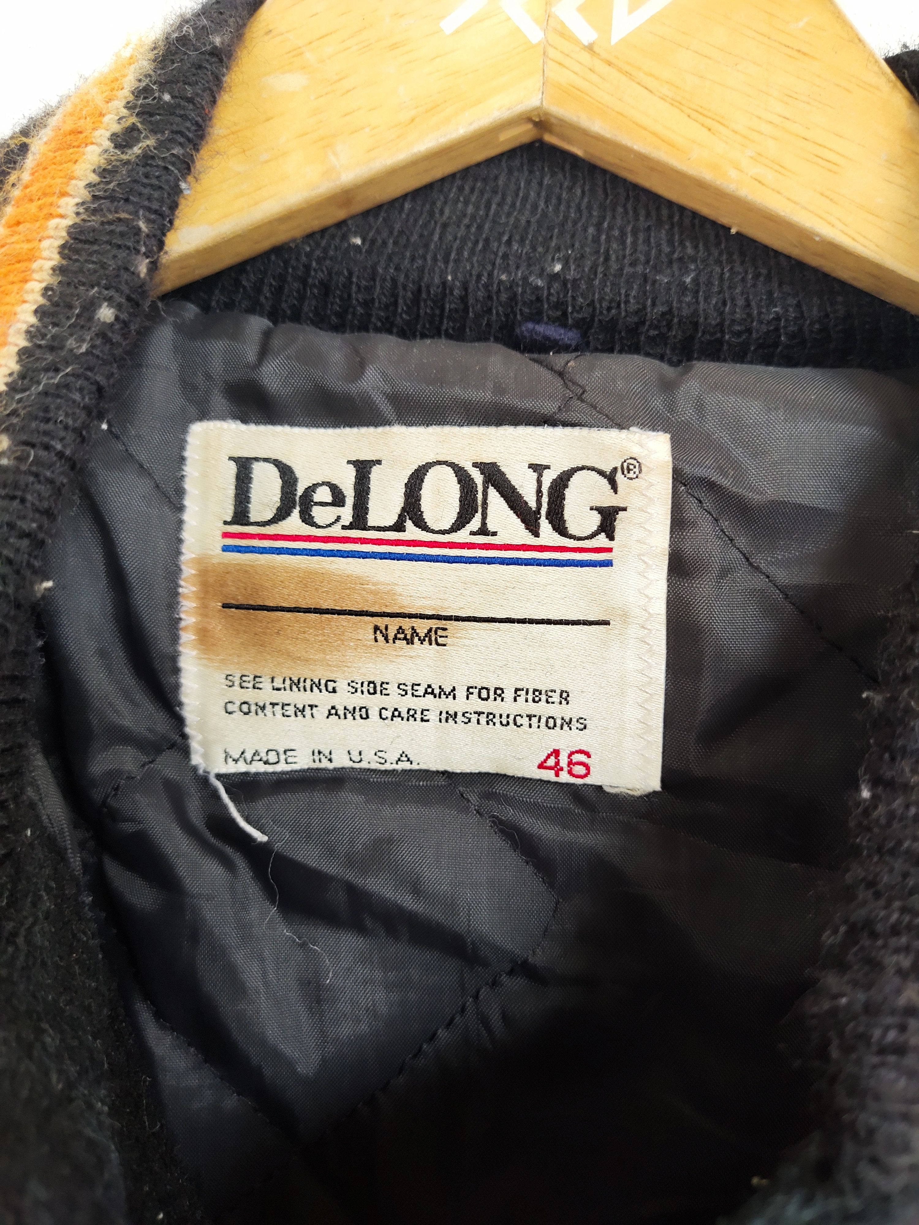 Delong 💥A011 VINTAGE DELONG VARSITY LEATHER JACKET Size US XL / EU 56 / 4 - 3 Thumbnail