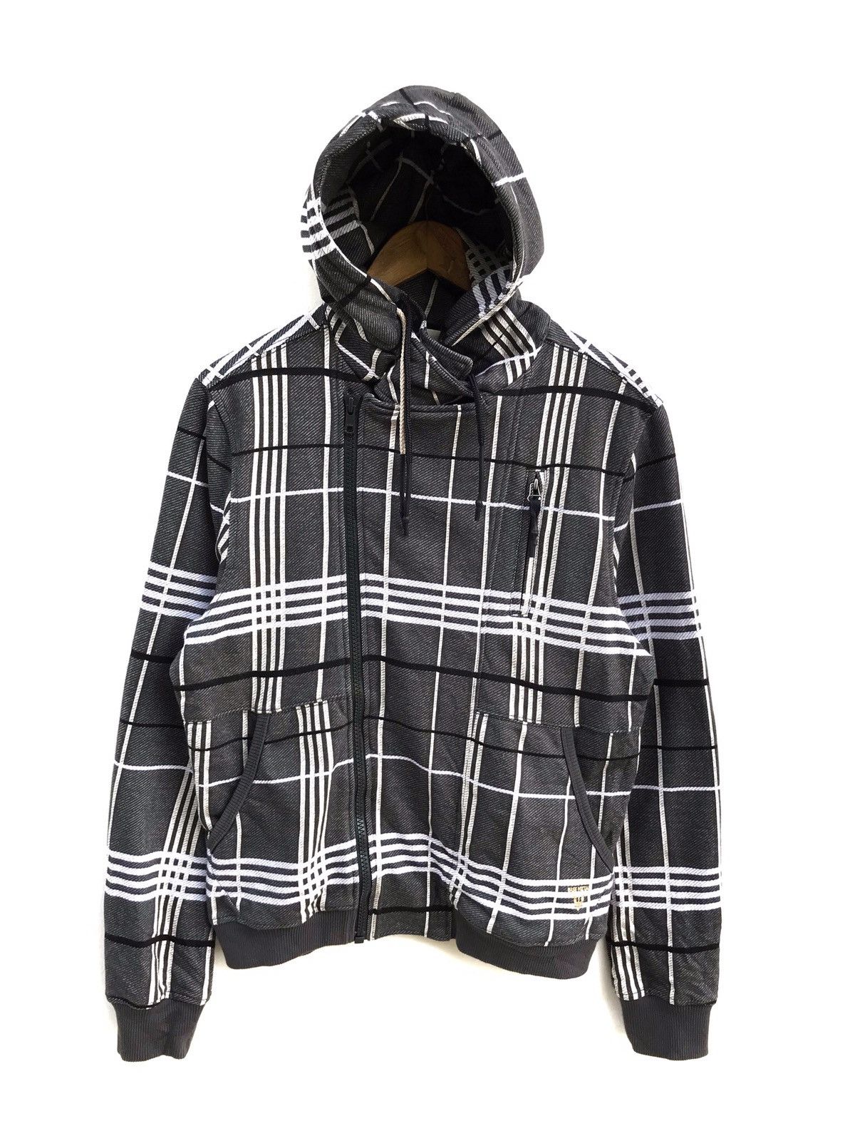 Diesel Base Metal Checkered Nova Check Hoodie Zipper Jacket