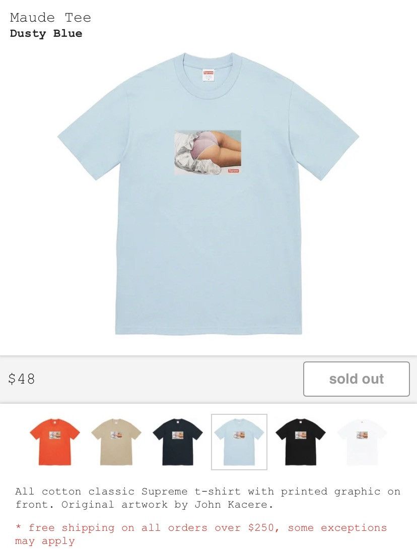 Streetwear × Supreme Supreme® Maude Tee Dusty Blue | Grailed