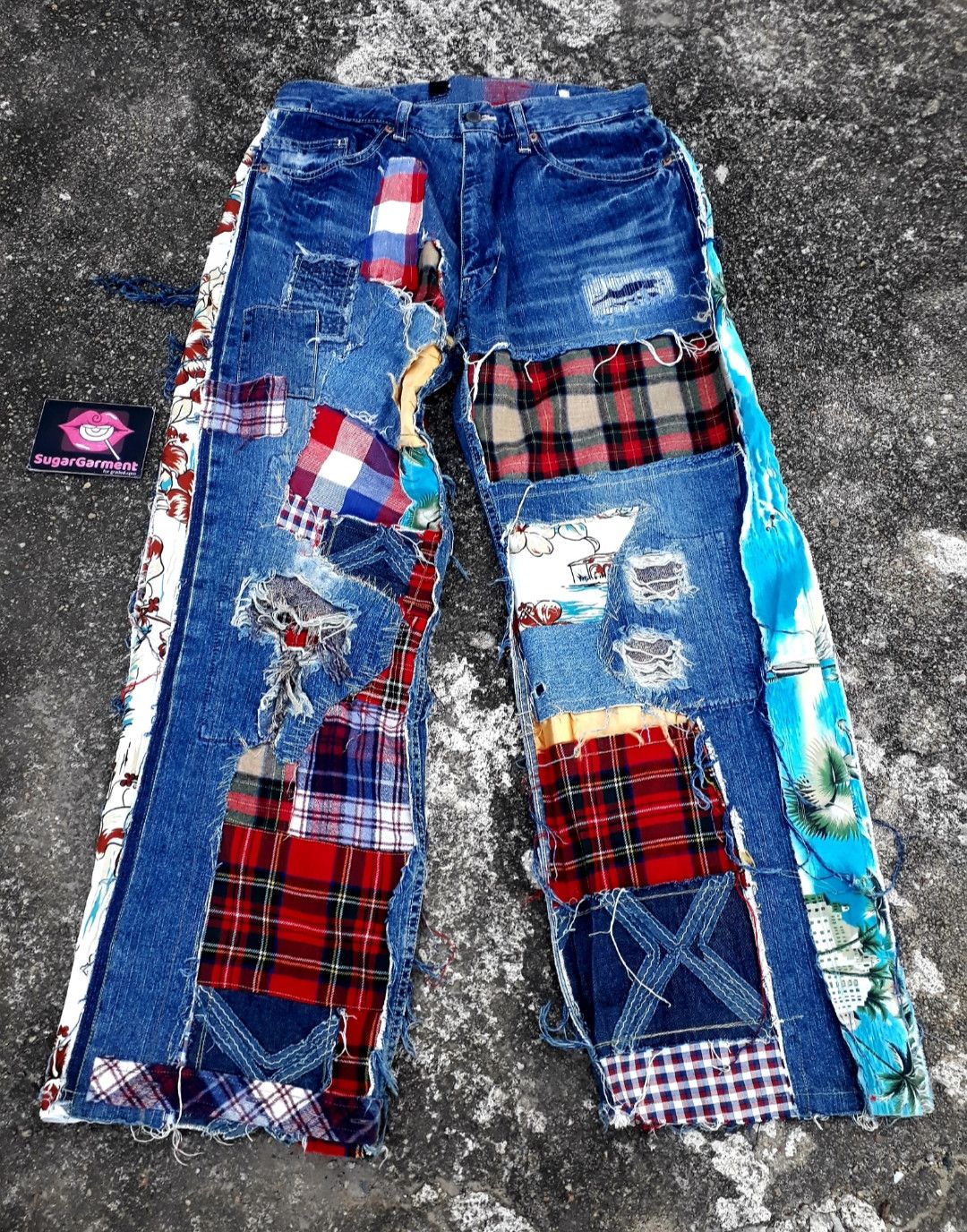 Japanese Brand × Vintage Japanese Patchwork Jeans Size US 32 / EU 48 - 1 Thumbnail
