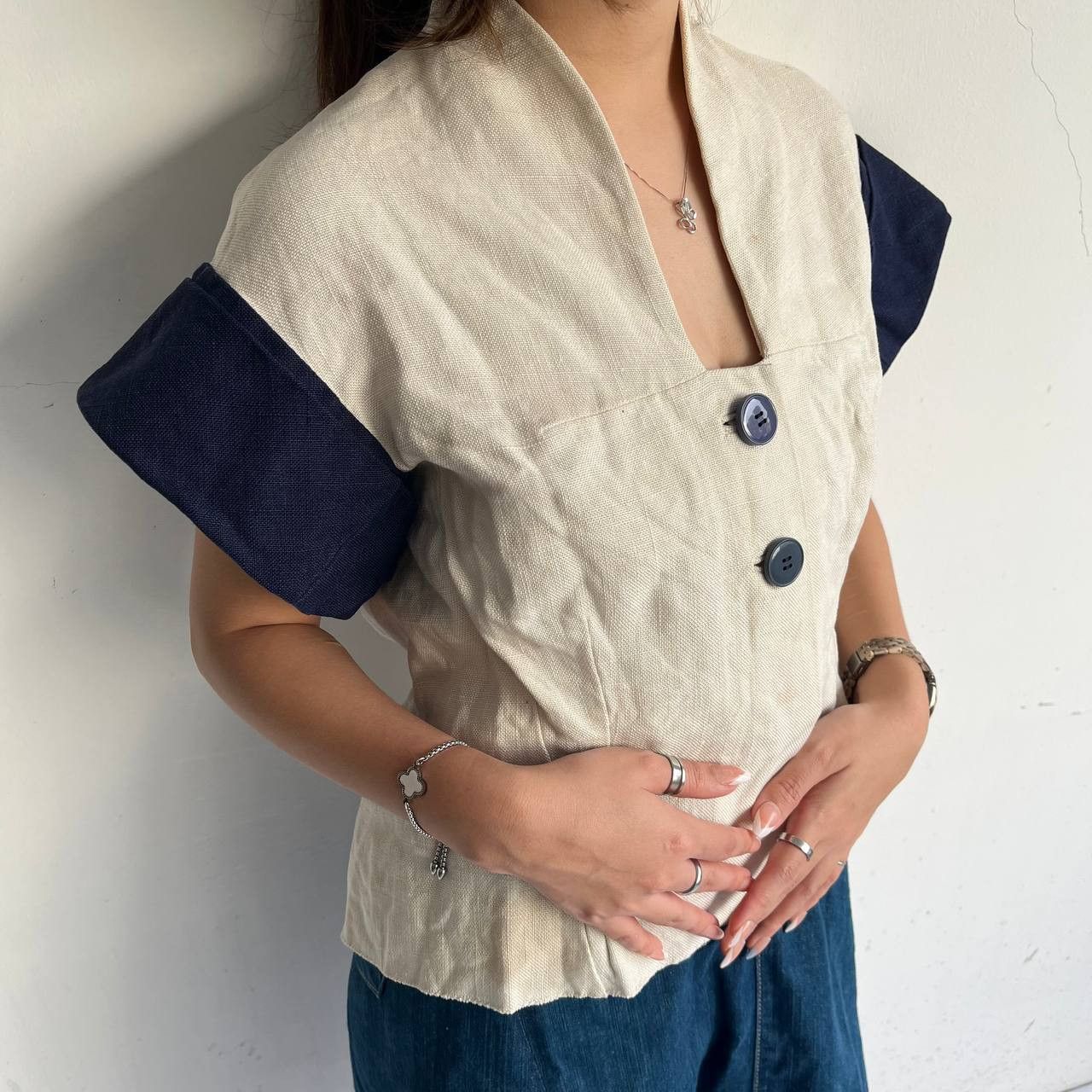 Hermes Vintage Hermes Linen Top Size S / US 4 / IT 40 - 1 Thumbnail