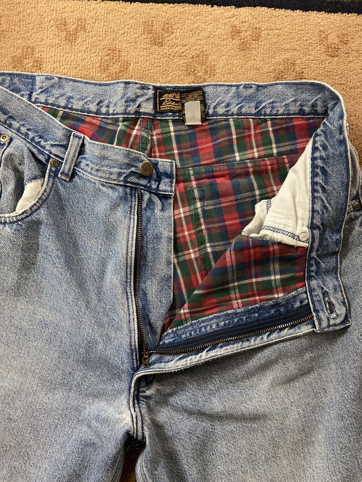 Eddie Bauer × Vintage Vintage 90s Eddie Bauer Flannel Lined Denim Size US 38 / EU 54 - 2 Thumbnail