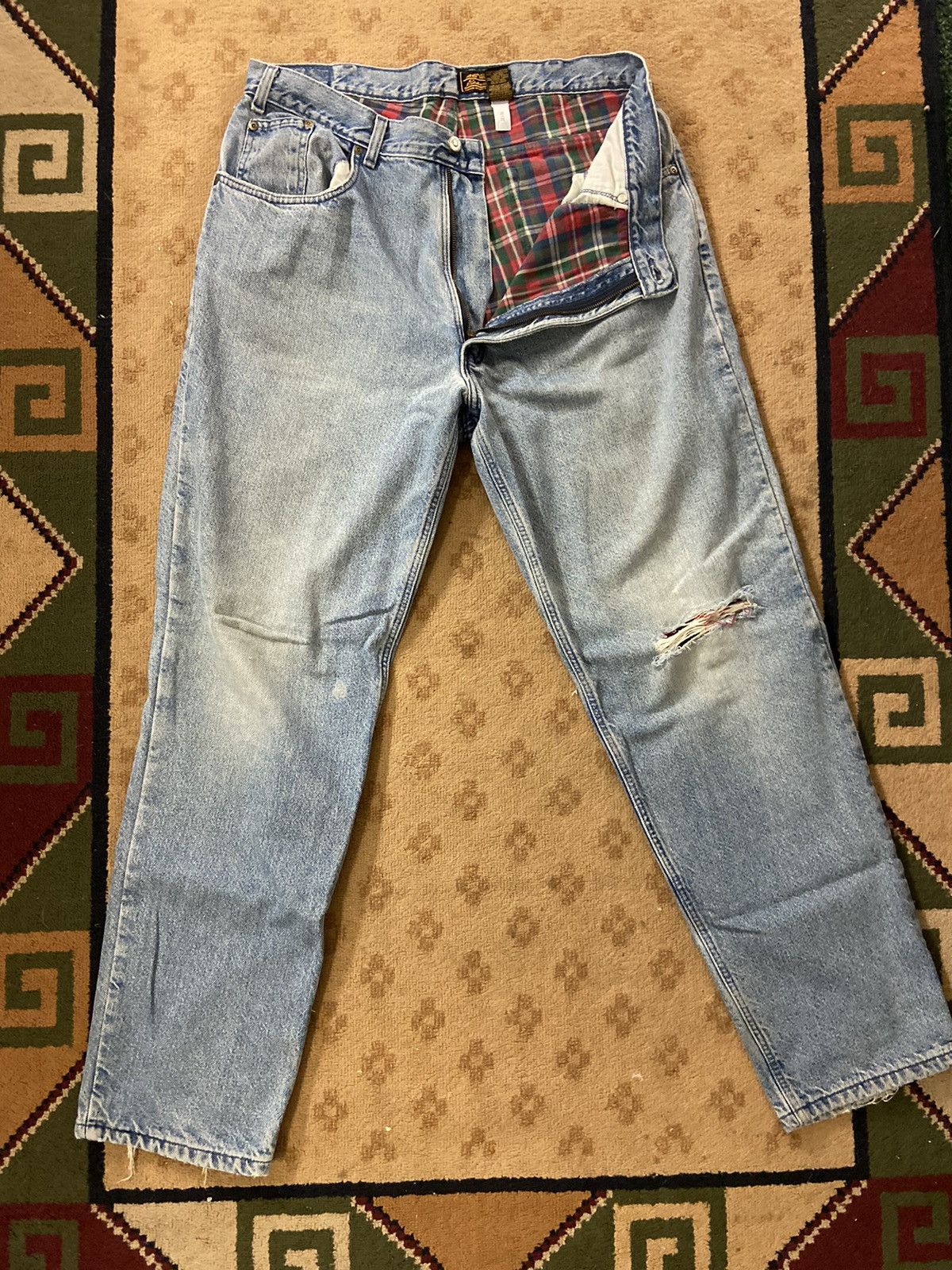 Eddie Bauer × Vintage Vintage 90s Eddie Bauer Flannel Lined Denim Size US 38 / EU 54 - 1 Thumbnail