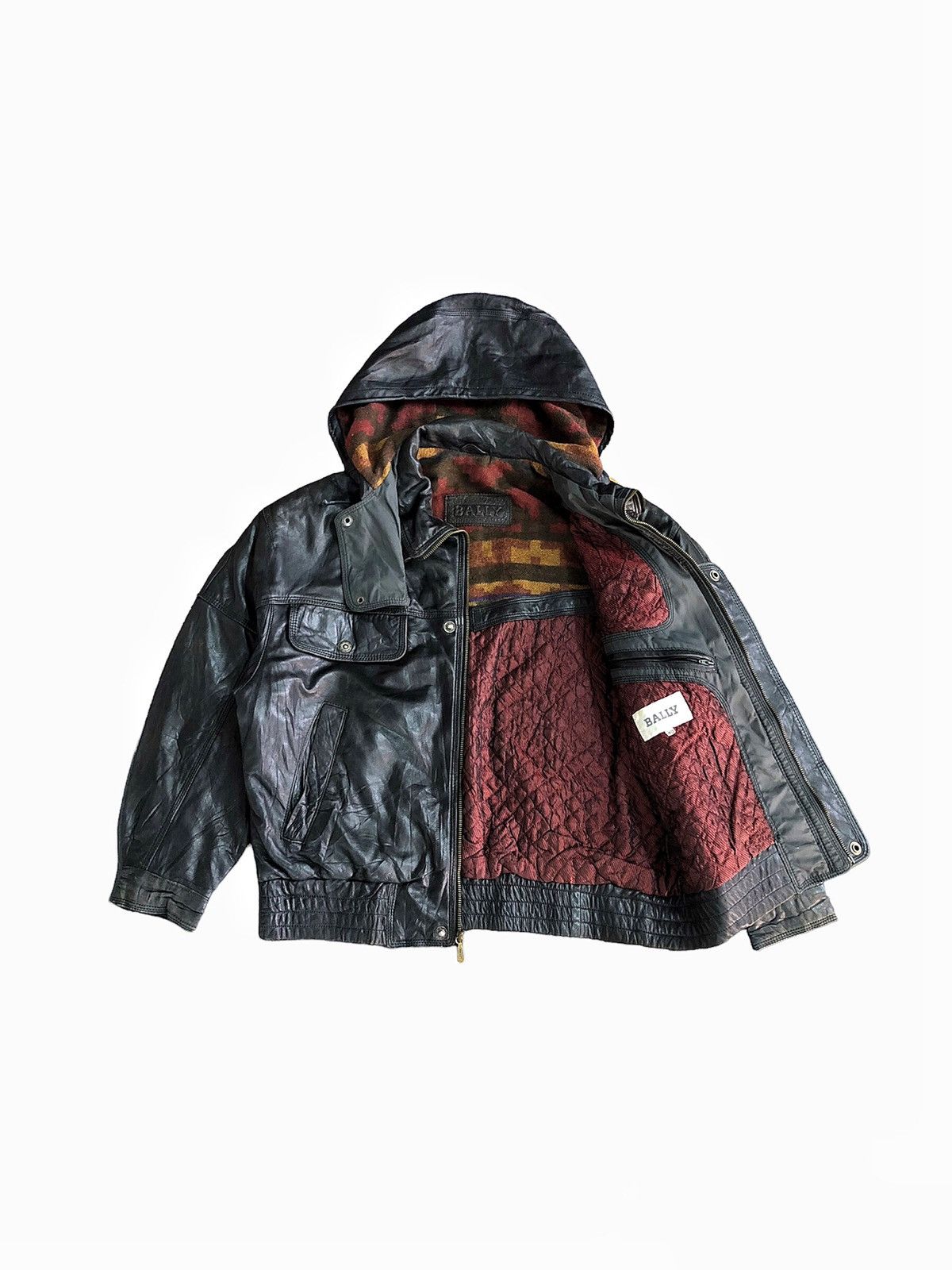 Bally Circa 80's Bally leather bomber removal hoodie Size US M / EU 48-50 / 2 - 1 Thumbnail