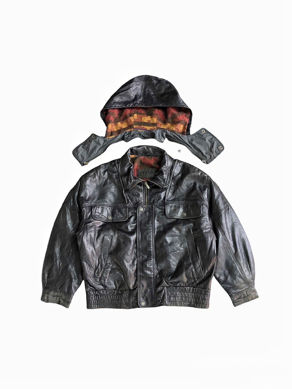 Bally Circa 80's Bally leather bomber removal hoodie Size US M / EU 48-50 / 2 - 9 Thumbnail