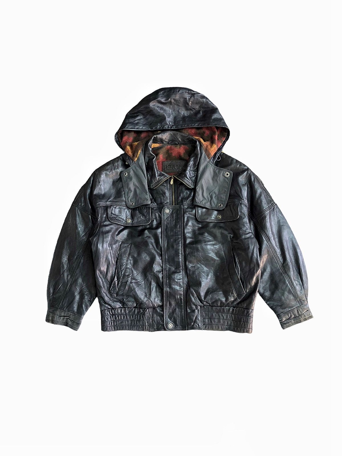 Bally Circa 80's Bally leather bomber removal hoodie Size US M / EU 48-50 / 2 - 4 Thumbnail