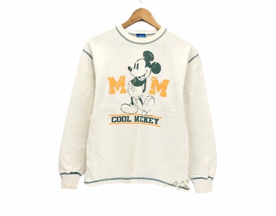 Mickey Mouse Crewneck Sweatshirt Big Logo Spell Out Pullover