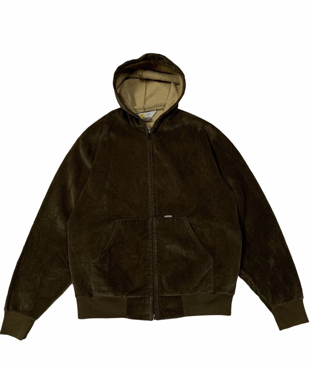 Carhartt × Carhartt Wip × Vintage 🔥VTG 90s CARHARTT VELVET MENS ZIPPER HOODIE Size US L / EU 52-54 / 3 - 1 Thumbnail