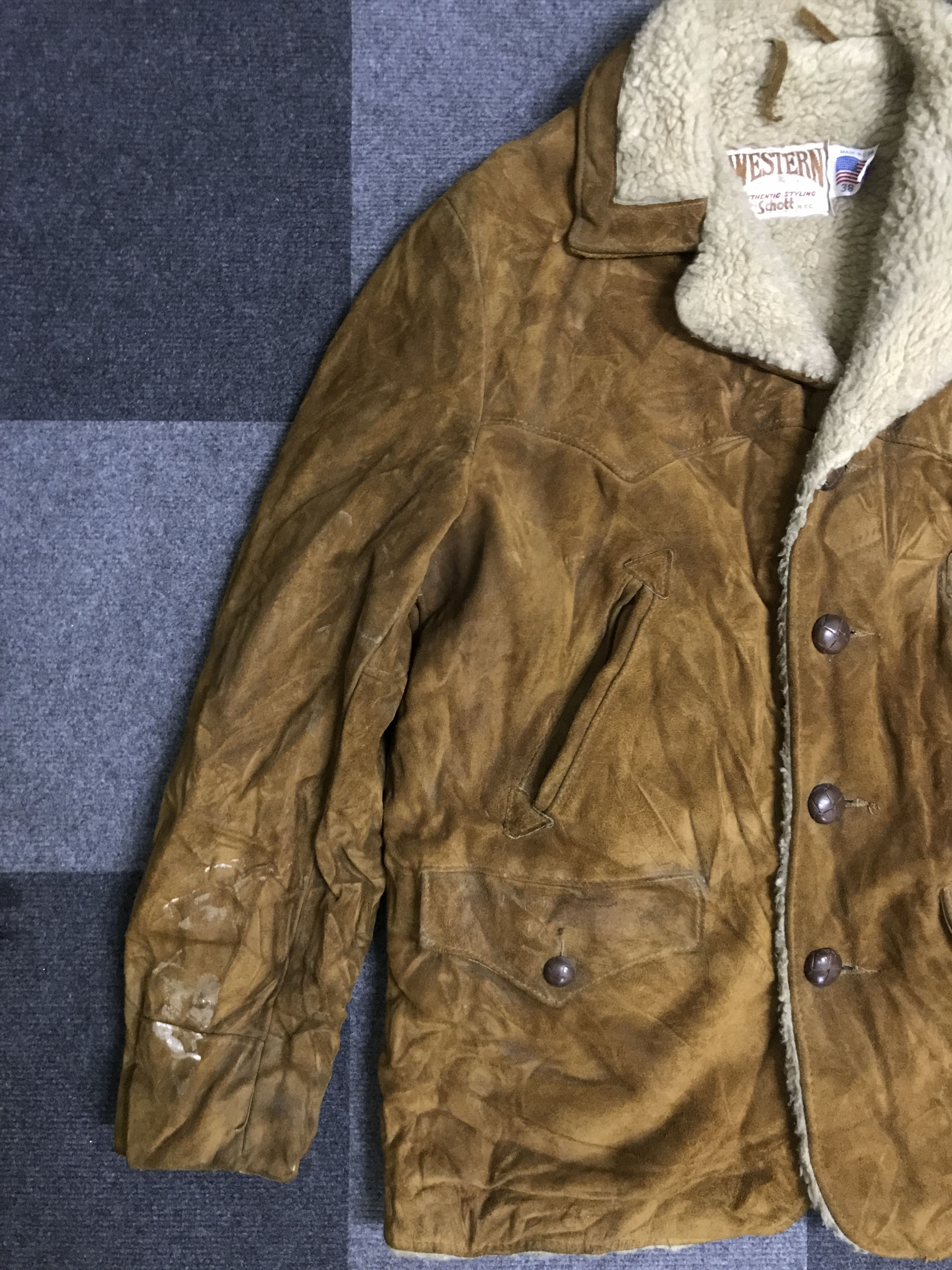 Schott J29 Vintage Schott WESTERN Suede Leather Sherpa Jacket Size US S / EU 44-46 / 1 - 4 Thumbnail