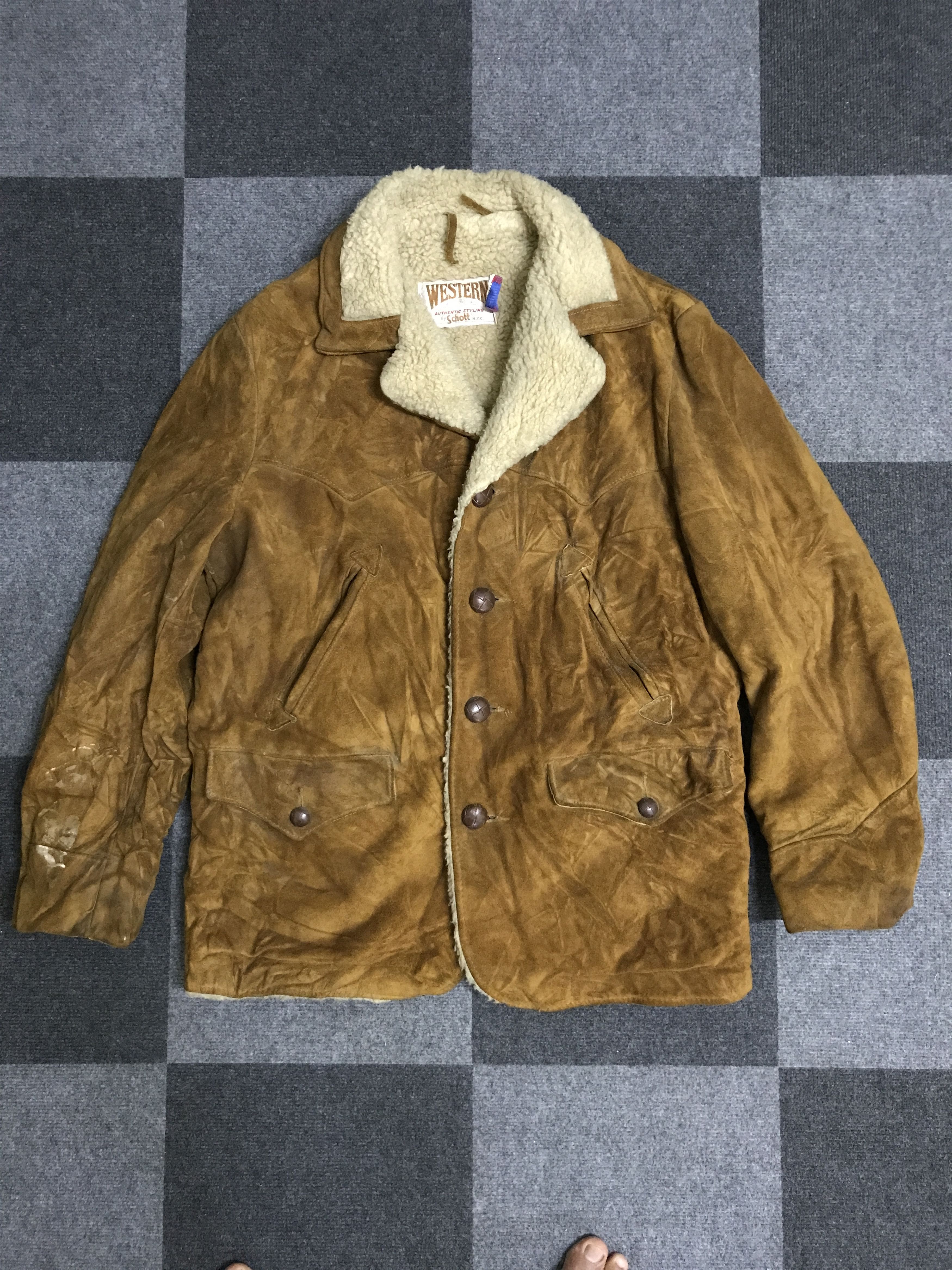 Schott J29 Vintage Schott WESTERN Suede Leather Sherpa Jacket Size US S / EU 44-46 / 1 - 1 Thumbnail