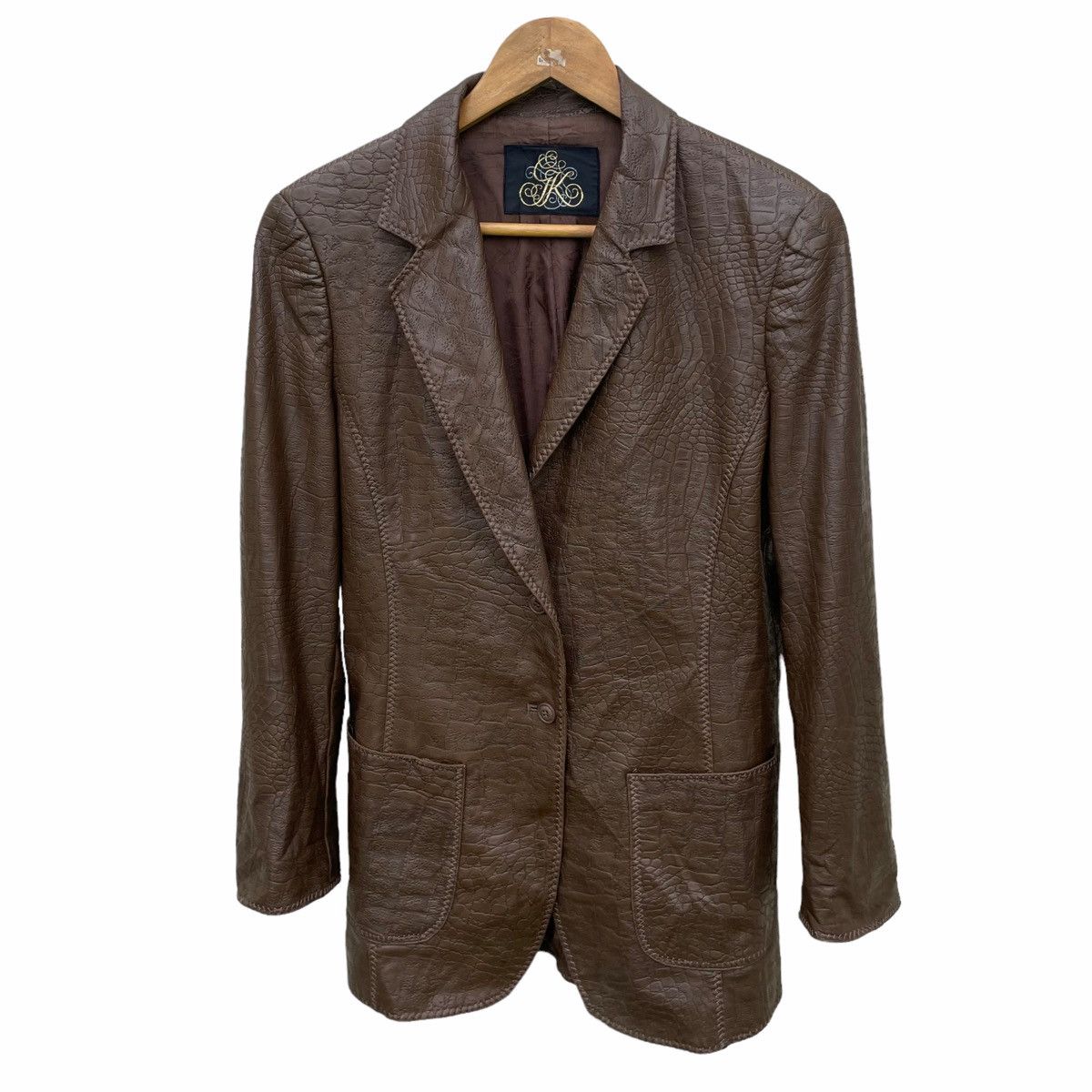 🔥 GK CROCODILE MEN BUTTON PU LEATHER JACKET BLAZER