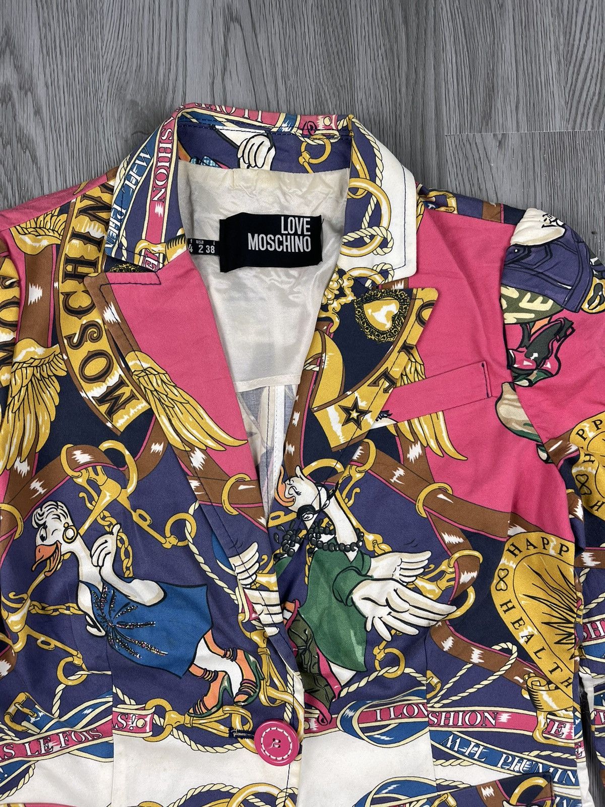 Designer × Moschino Love Moschino Full Printed Coat Jacket Size XS / US 0-2 / IT 36-38 - 2 Thumbnail