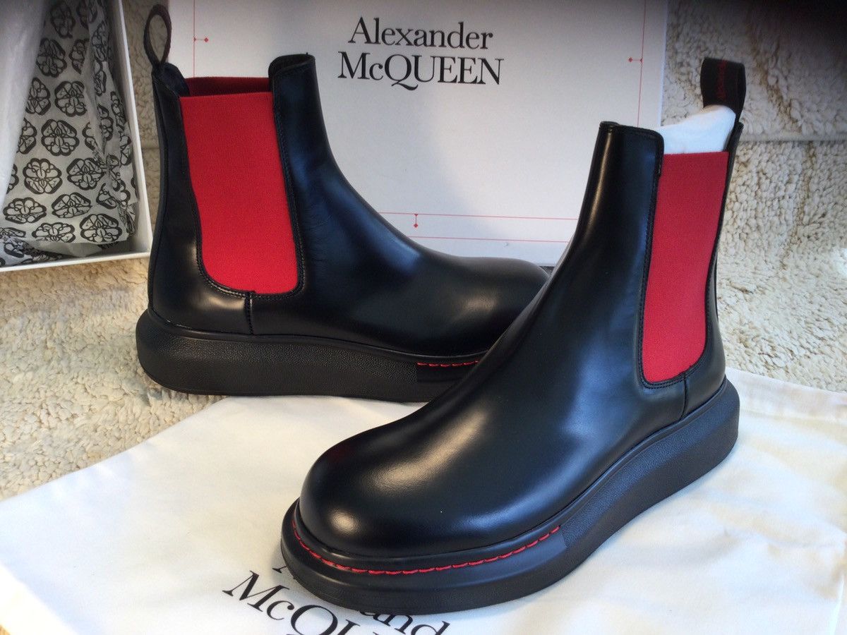 image of Alexander Mcqueen Luxury Hybrid Chelsea Boot in Black Red, Men's (Size 8)