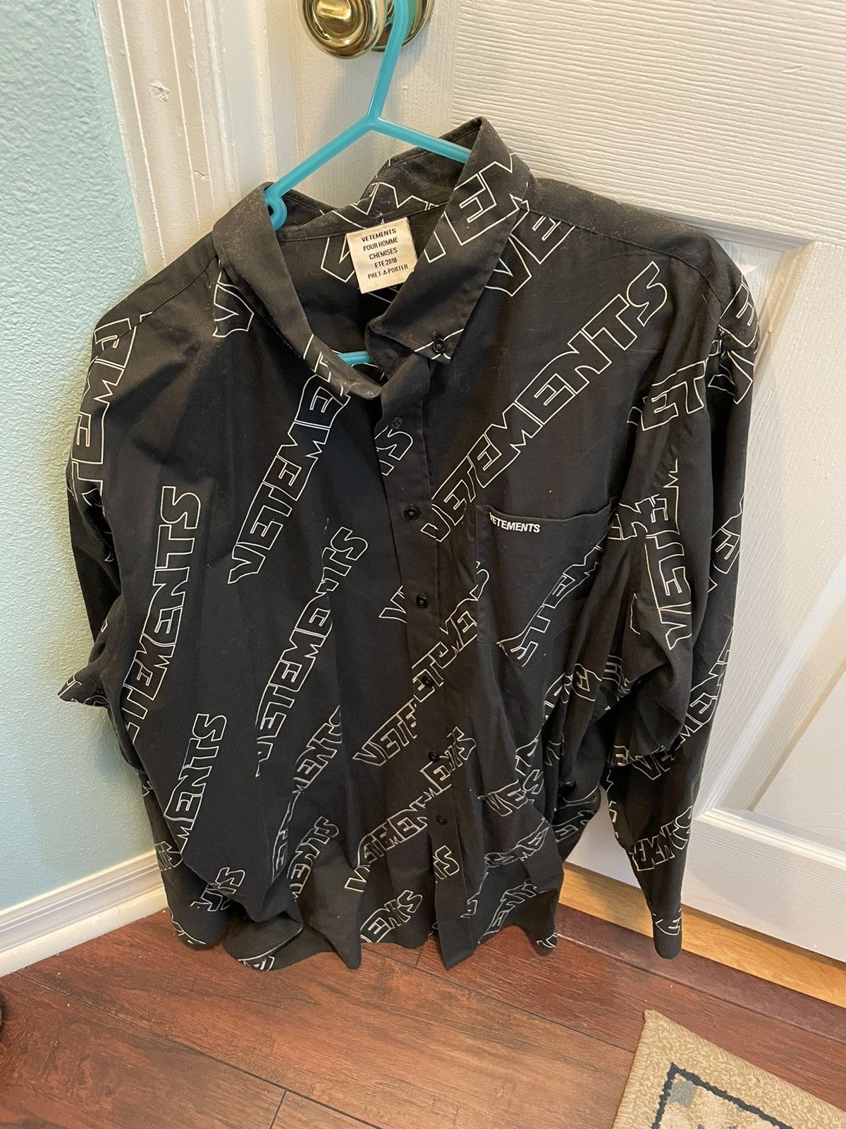Vetements Vetements All Over Print Oversized Button Up Shirt Black XS |  Grailed