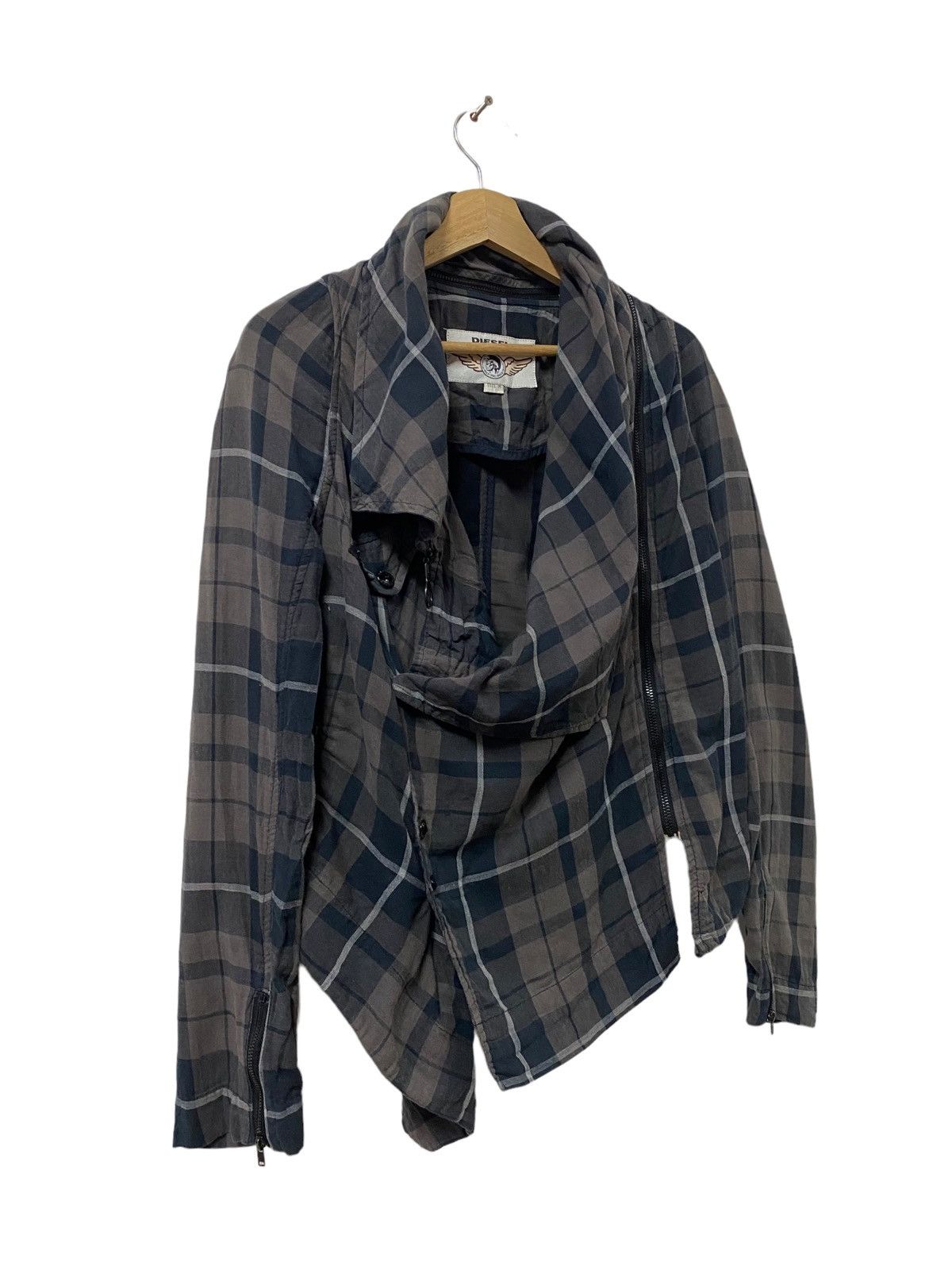 Vtg🔥Diesel Punk Tartan Riders Jacket Asymetric Style