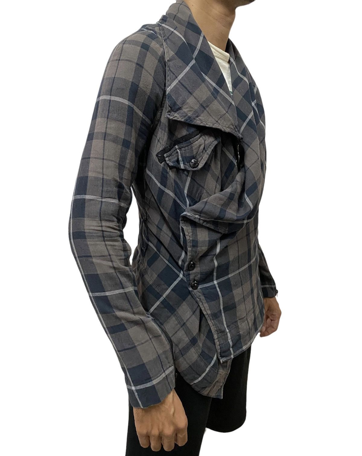 Vtg🔥Diesel Punk Tartan Riders Jacket Asymetric Style