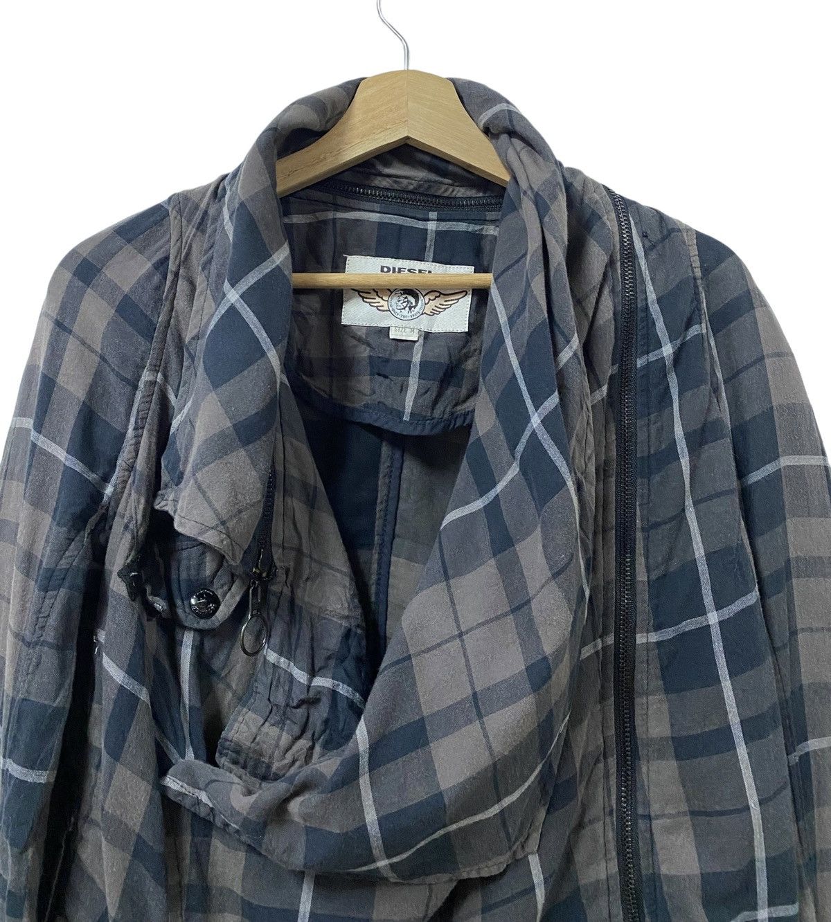 Vtg🔥Diesel Punk Tartan Riders Jacket Asymetric Style
