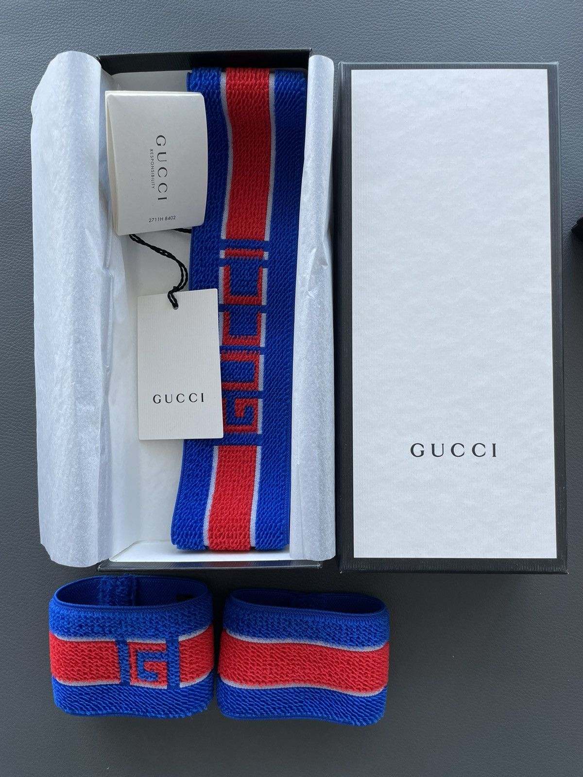Gucci Rare Limited Gucci Logo Elastic Headband & Wristband Set New Size ONE SIZE - 17 Thumbnail