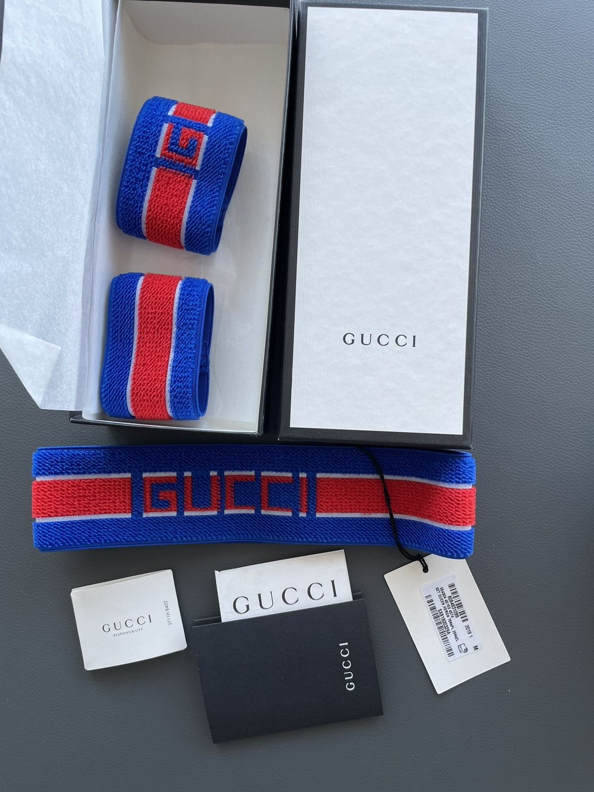 Gucci Rare Limited Gucci Logo Elastic Headband & Wristband Set New Size ONE SIZE - 4 Thumbnail