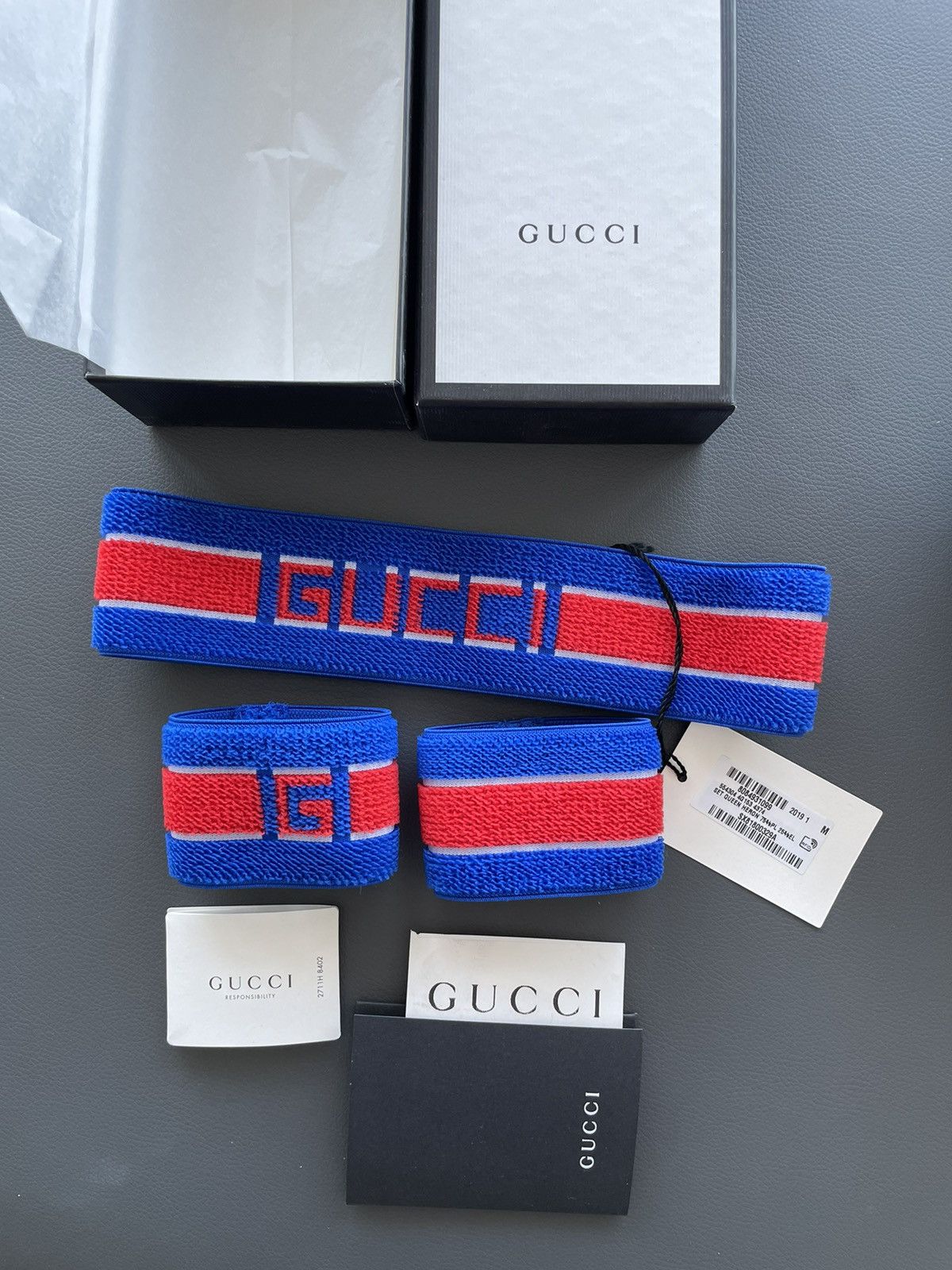 Gucci Rare Limited Gucci Logo Elastic Headband & Wristband Set New Size ONE SIZE - 1 Thumbnail
