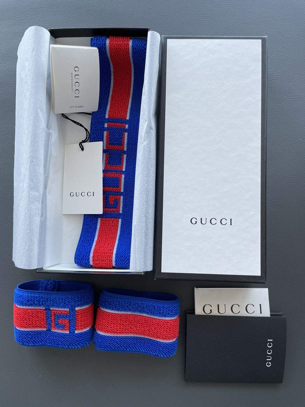 Gucci Rare Limited Gucci Logo Elastic Headband & Wristband Set New Size ONE SIZE - 13 Thumbnail