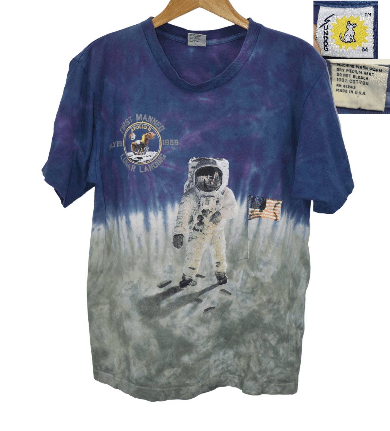 Vintage A056 VINTAGE 90'S TYE DYE NEIL ARMSTRONG ASTRONOUT APOLLO Size US M / EU 48-50 / 2 - 1 Thumbnail