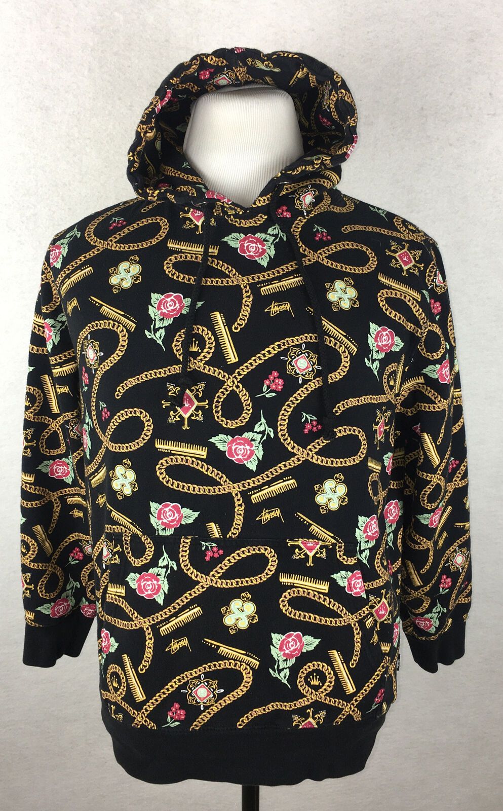 RARE Hoodie gold Chains Roses Gold All Over Print USA Made