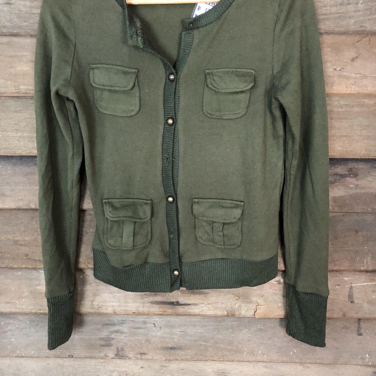 Japanese Brand Poggia Dark Green Patterned Cardigans #5011 Size S / US 4 / IT 40 - 3 Thumbnail