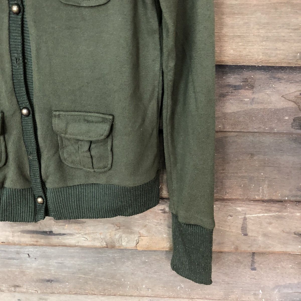 Japanese Brand Poggia Dark Green Patterned Cardigans #5011 Size S / US 4 / IT 40 - 5 Thumbnail