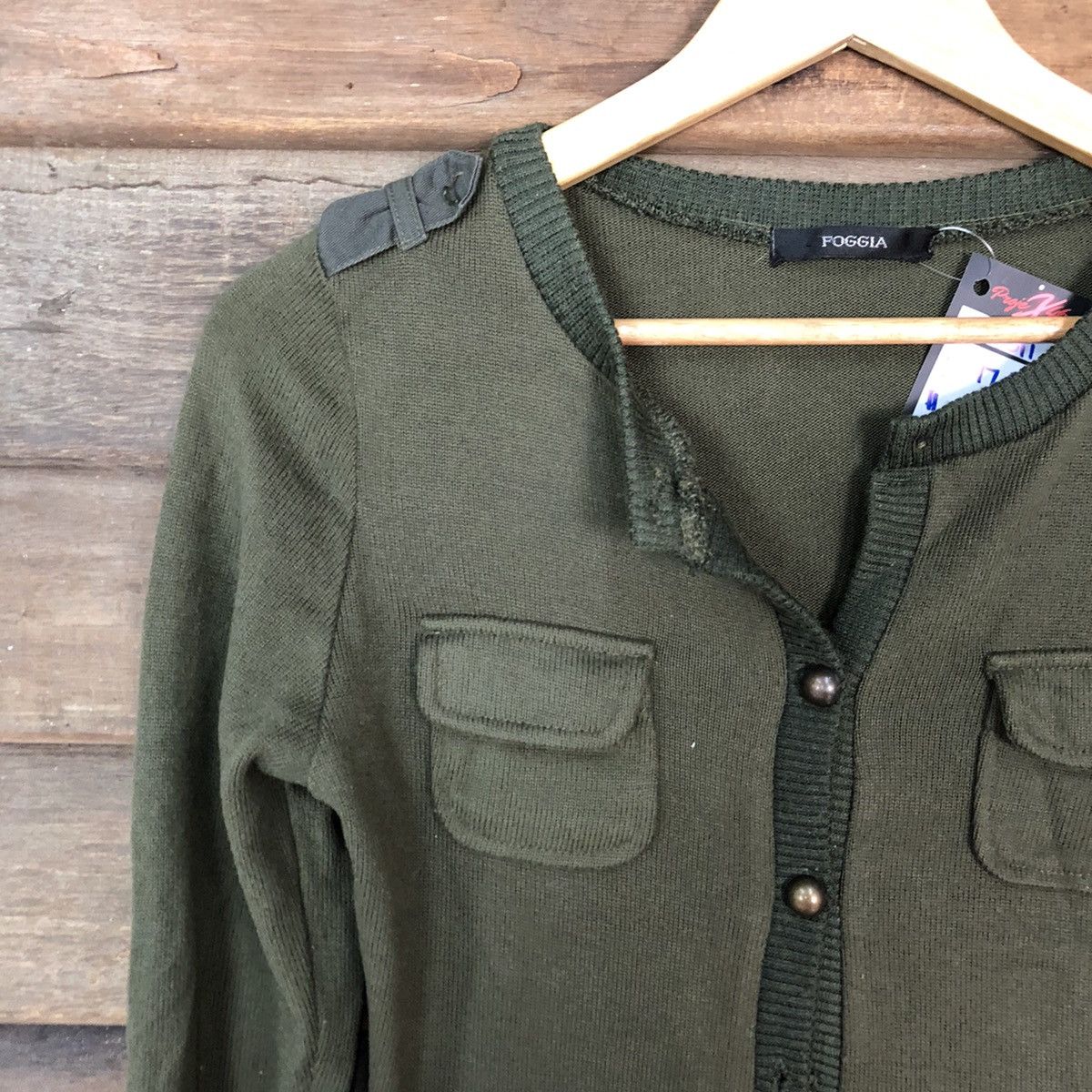 Japanese Brand Poggia Dark Green Patterned Cardigans #5011 Size S / US 4 / IT 40 - 6 Thumbnail